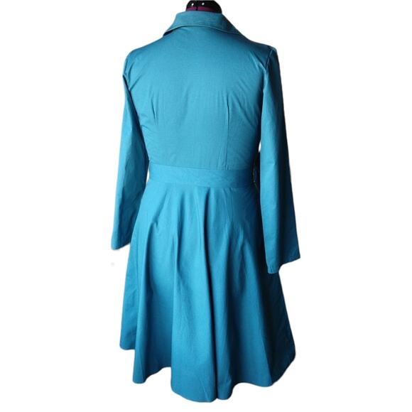 MoDa of New York Turquoise Retro Style Wrap Dress XL new w/imperfection DressV - Picture 4 of 16